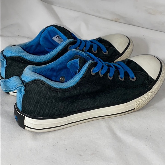 Converse all star low tops black blue junior Sz 2 - Picture 2 of 9